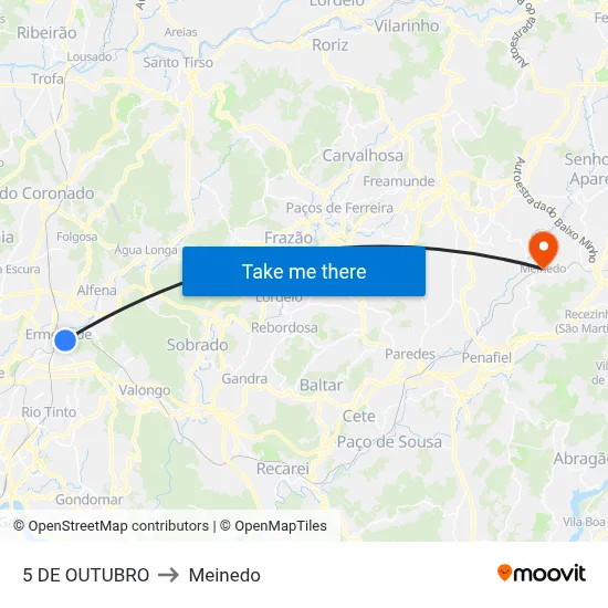 5 DE OUTUBRO to Meinedo map