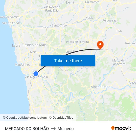 MERCADO DO BOLHÃO to Meinedo map