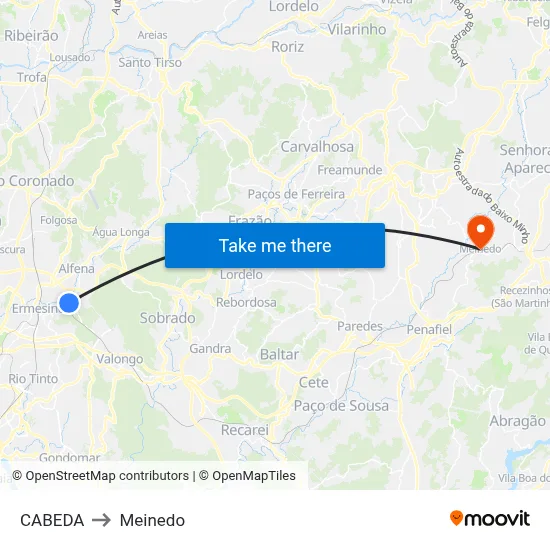 CABEDA to Meinedo map