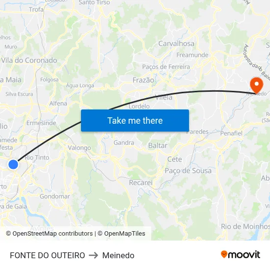 FONTE DO OUTEIRO to Meinedo map