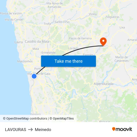 LAVOURAS to Meinedo map