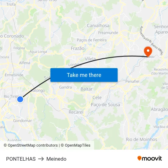 PONTELHAS to Meinedo map