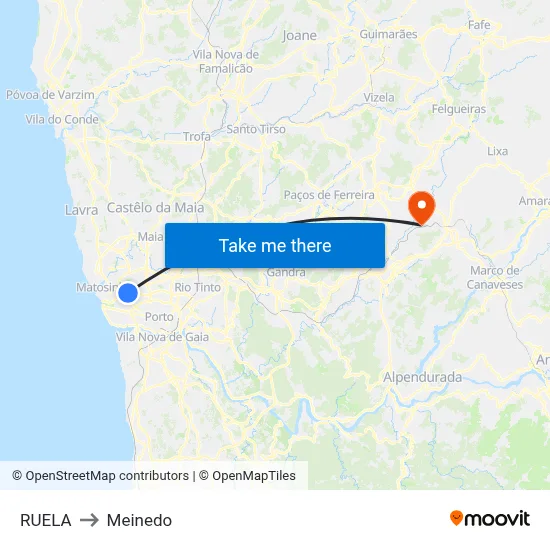 RUELA to Meinedo map