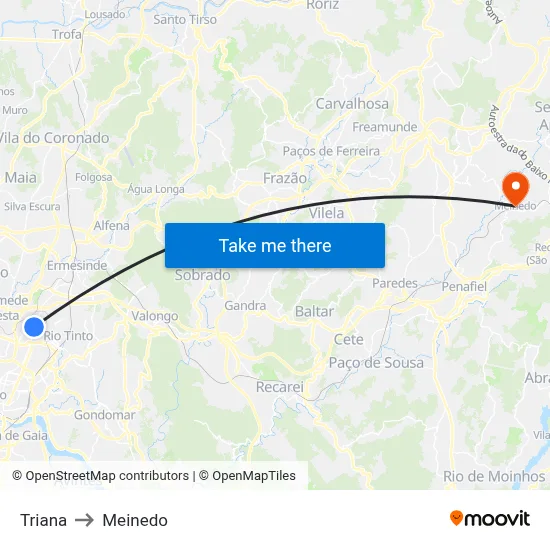 Triana to Meinedo map