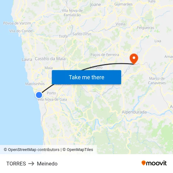 TORRES to Meinedo map