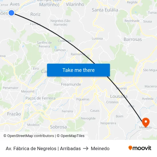 Av. Fábrica de Negrelos | Arribadas to Meinedo map