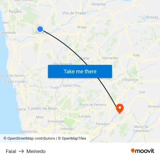 Faial to Meinedo map