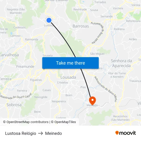 Lustosa Relógio to Meinedo map