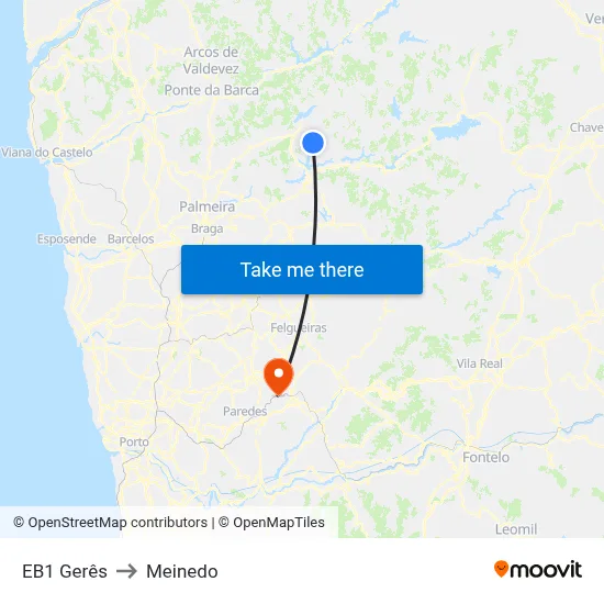 EB1 Gerês to Meinedo map