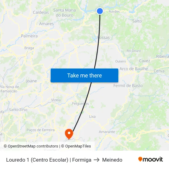 Louredo 1 (Centro Escolar) | Formiga to Meinedo map