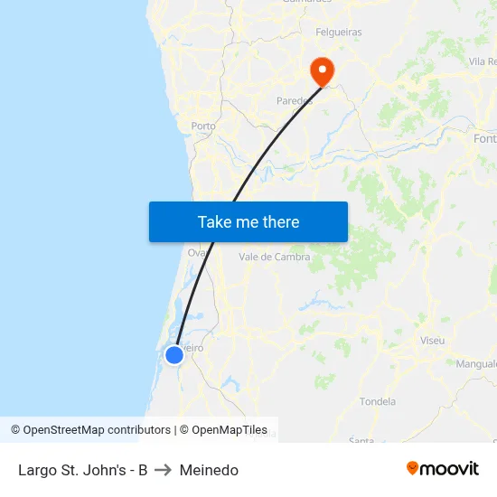 Largo St. John's - B to Meinedo map