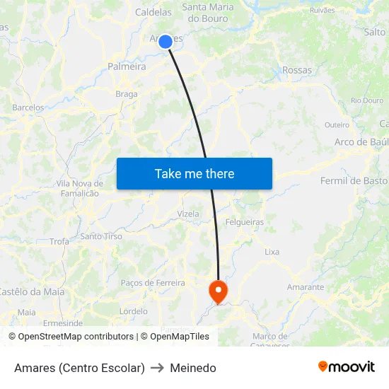 Amares (Centro Escolar) to Meinedo map