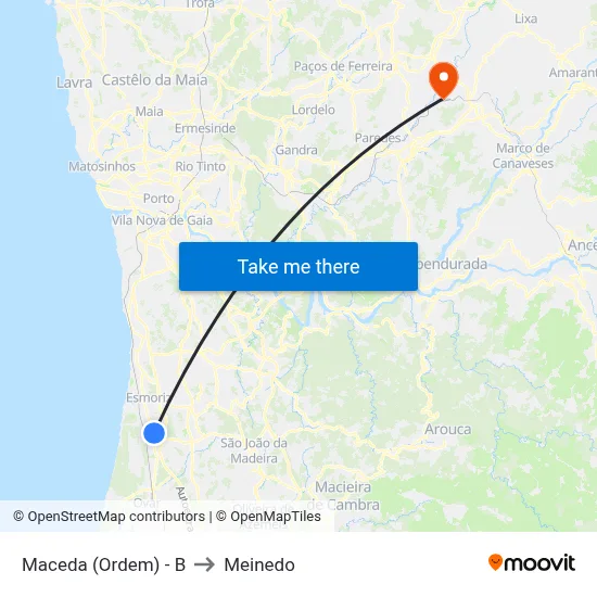 Maceda (Ordem) - B to Meinedo map