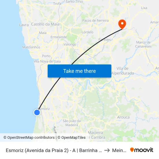 Esmoriz (Avenida da Praia 2) - A | Barrinha de Esmoriz to Meinedo map