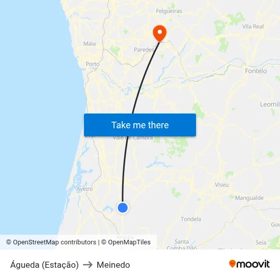 Águeda (Estação) to Meinedo map
