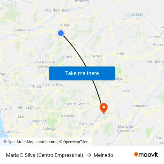 Maria D Silva (Centro Empresarial) to Meinedo map