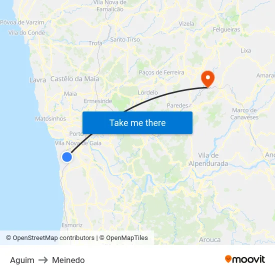 Aguim to Meinedo map