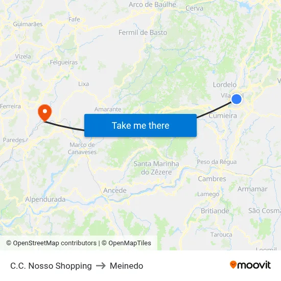 C.C. Nosso Shopping to Meinedo map