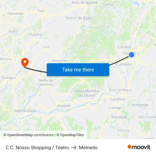 C.C. Nosso Shopping / Teatro to Meinedo map