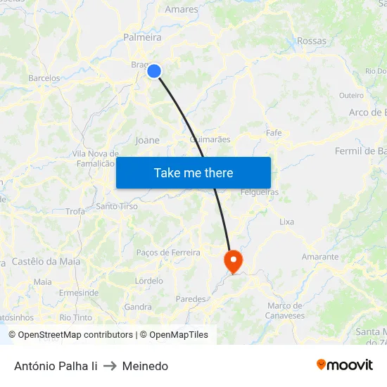 António Palha Ii to Meinedo map