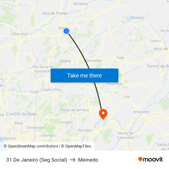 31 De Janeiro (Seg Social) to Meinedo map