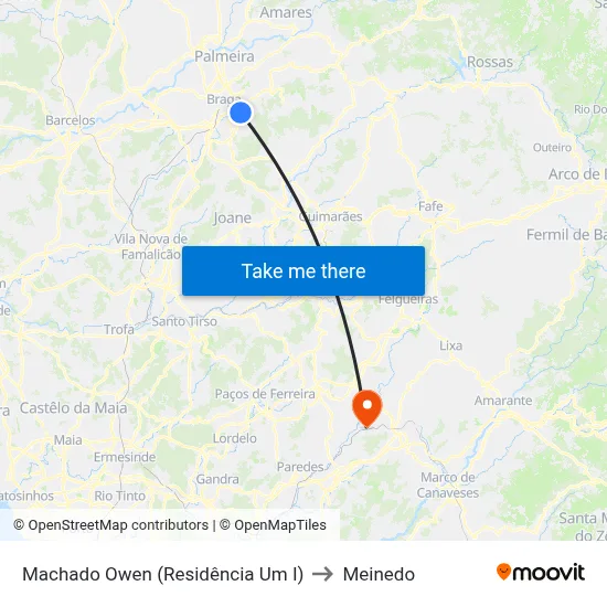 Machado Owen (Residência Um I) to Meinedo map