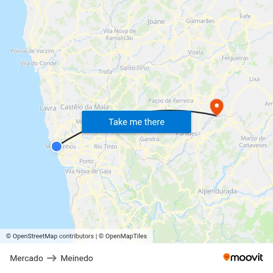 Mercado to Meinedo map