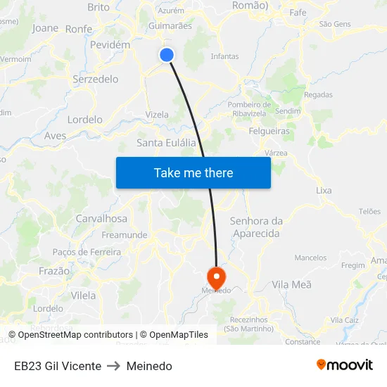 EB23 Gil Vicente to Meinedo map