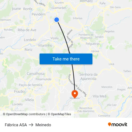 Fábrica ASA to Meinedo map