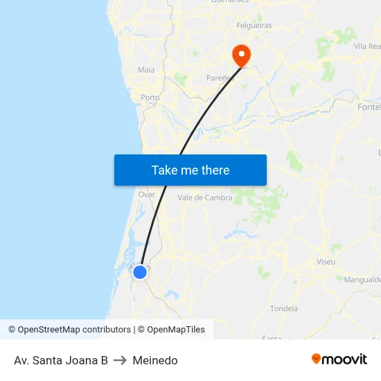 Av. Santa Joana B to Meinedo map