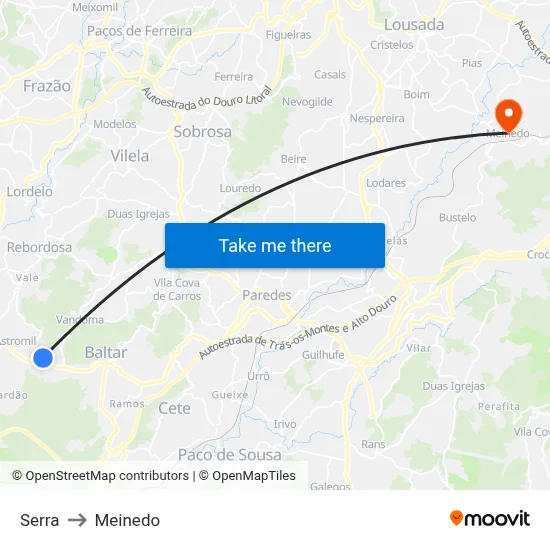 Serra to Meinedo map
