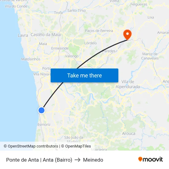 Ponte de Anta | Anta (Bairro) to Meinedo map
