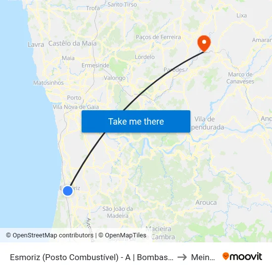 Esmoriz (Posto Combustível) - A | Bombas Gasolina to Meinedo map