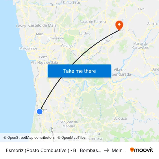 Esmoriz (Posto Combustível) - B | Bombas Gasolina to Meinedo map
