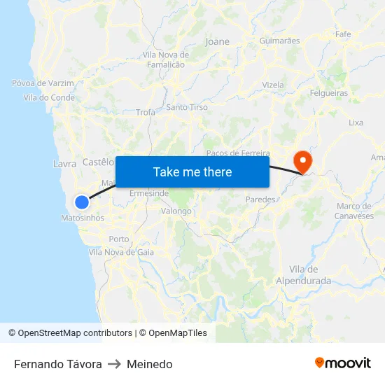 Fernando Távora to Meinedo map