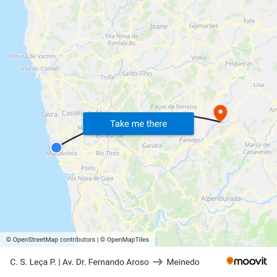 C. S. Leça P. | Av. Dr. Fernando Aroso to Meinedo map