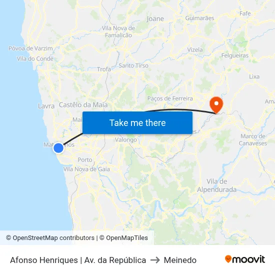 Afonso Henriques | Av. da República to Meinedo map