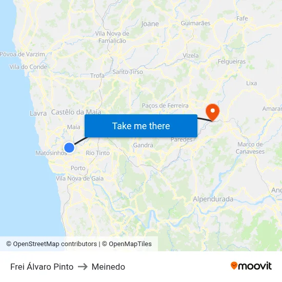 Frei Álvaro Pinto to Meinedo map