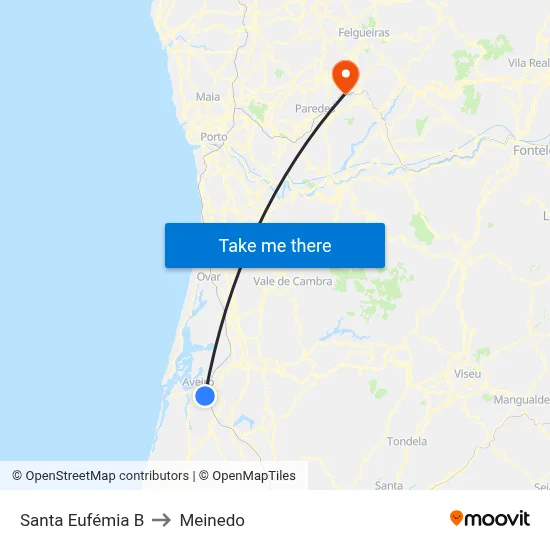 Santa Eufémia B to Meinedo map