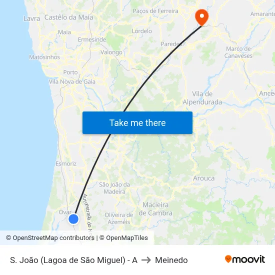 S. João (Lagoa de São Miguel) - A to Meinedo map