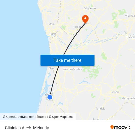 Glicínias A to Meinedo map