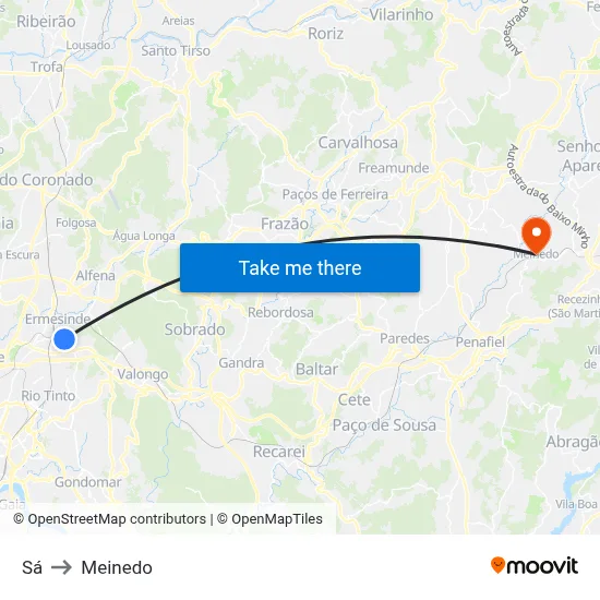 Sá to Meinedo map