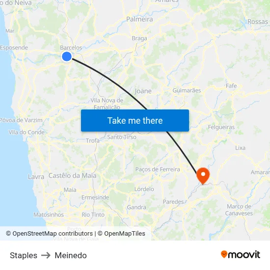 Staples to Meinedo map
