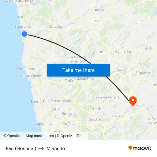 Fão (Hospital) to Meinedo map