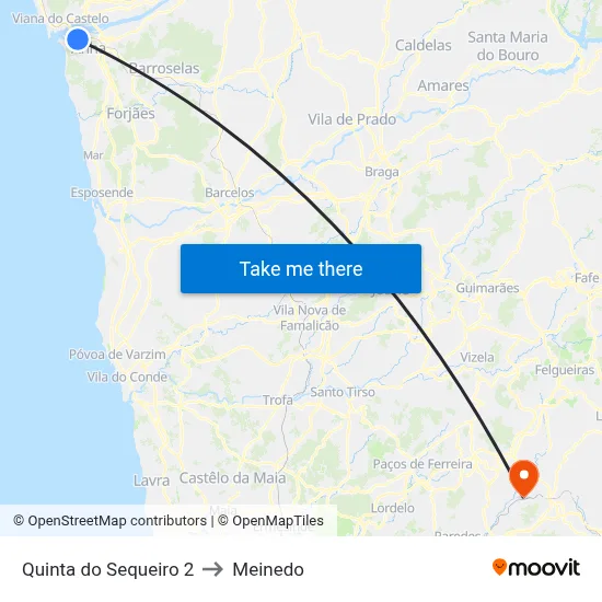 Quinta do Sequeiro 2 to Meinedo map