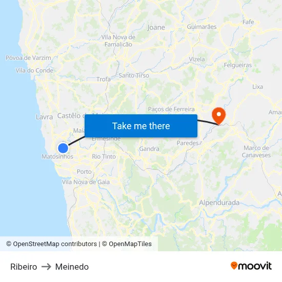 Ribeiro to Meinedo map