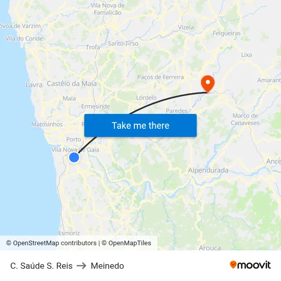C. Saúde S. Reis to Meinedo map