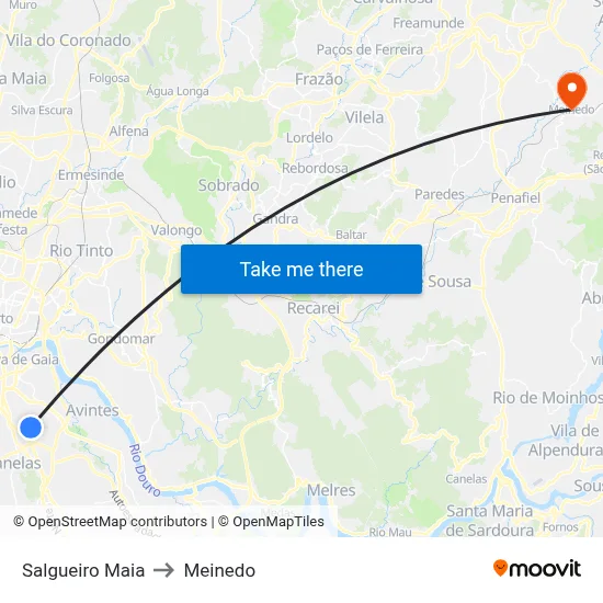 Salgueiro Maia to Meinedo map