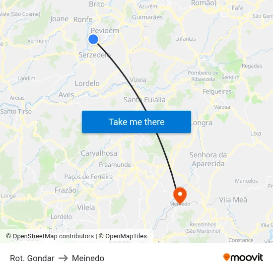 Rot. Gondar to Meinedo map