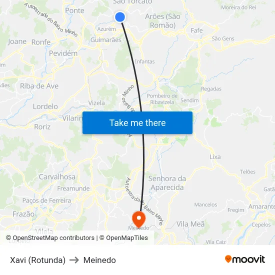 Xavi (Rotunda) to Meinedo map
